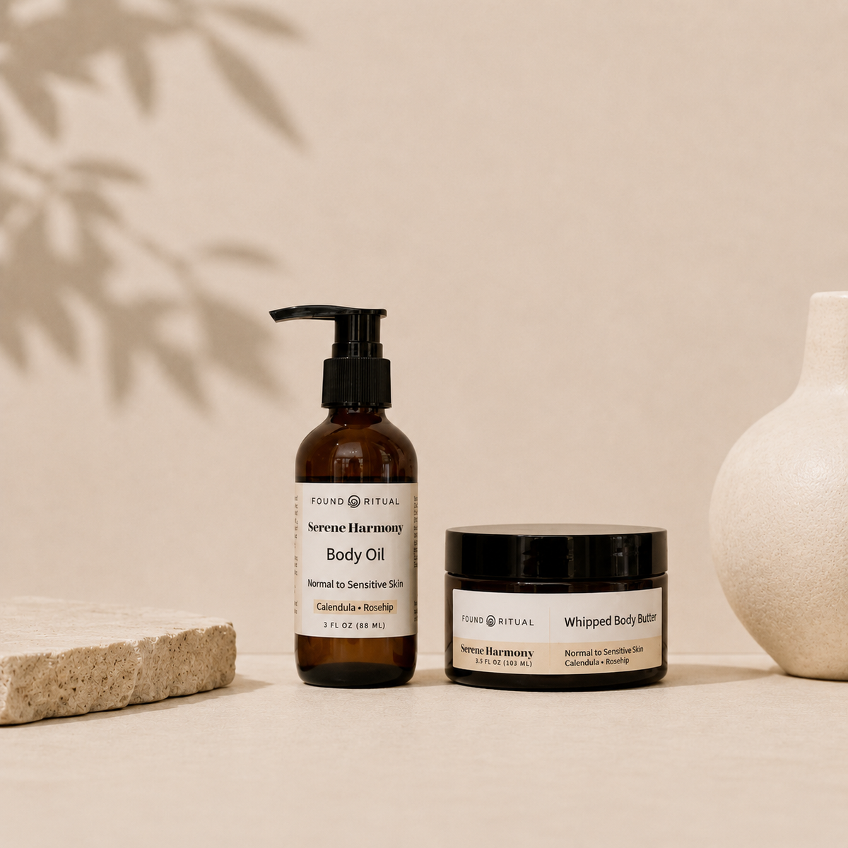 Serene Harmony | Body Oil + Whipped Body Butter Set for Normal to Sensitive Skin